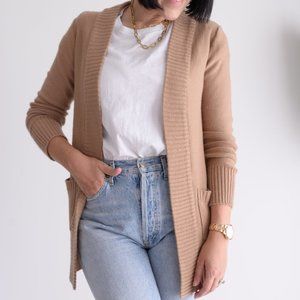 Streetwear Society Tan Open Face Long Sleeve Cardigan Size Small